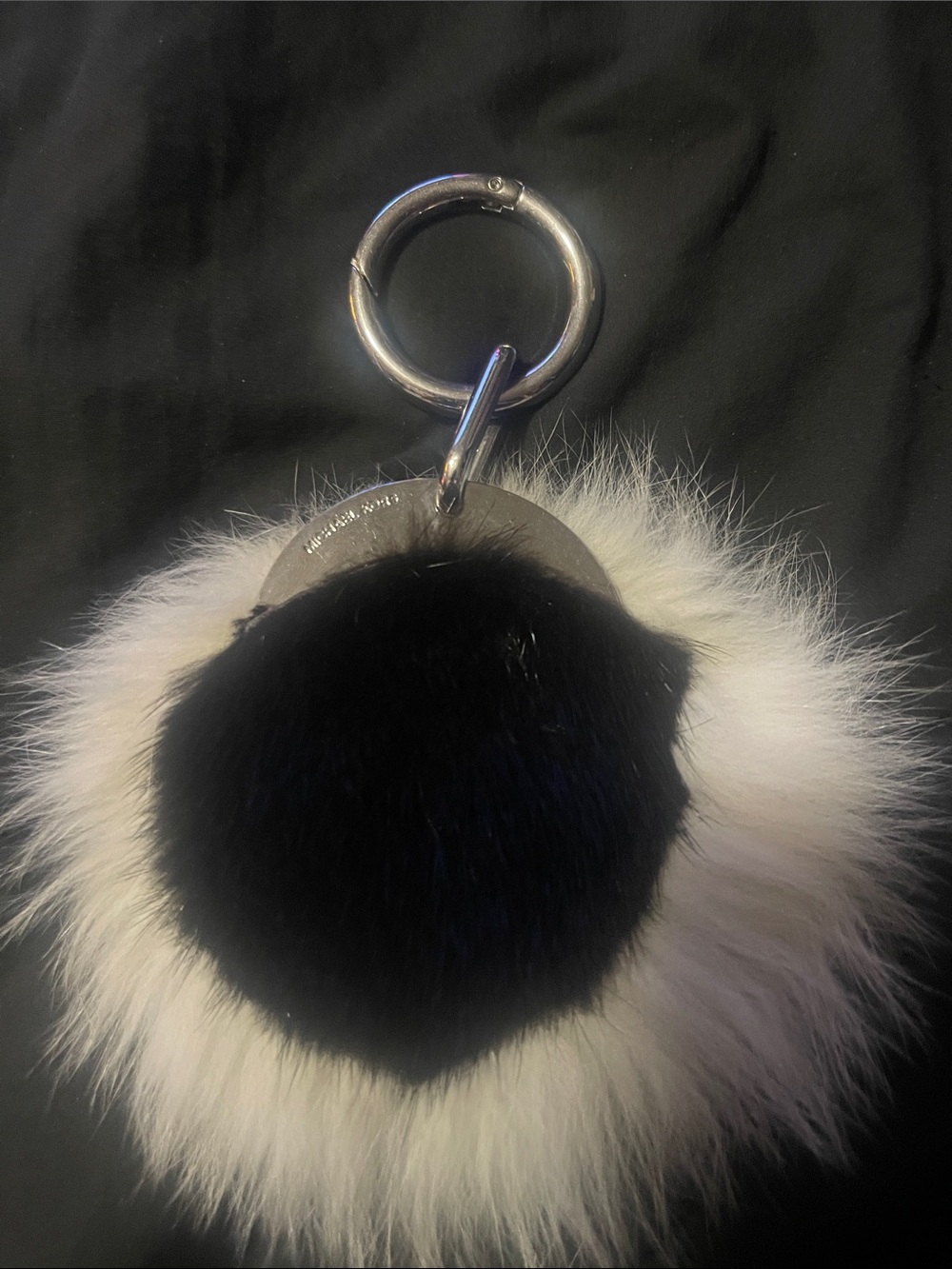 Michael Kors Black & White Fur Pom Keychain